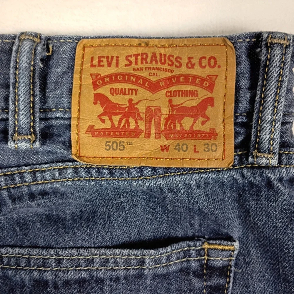 Levis 505 Regular Fit Straight‎ Leg Blue Denim Jeans Mens 40x30 Medium Wash